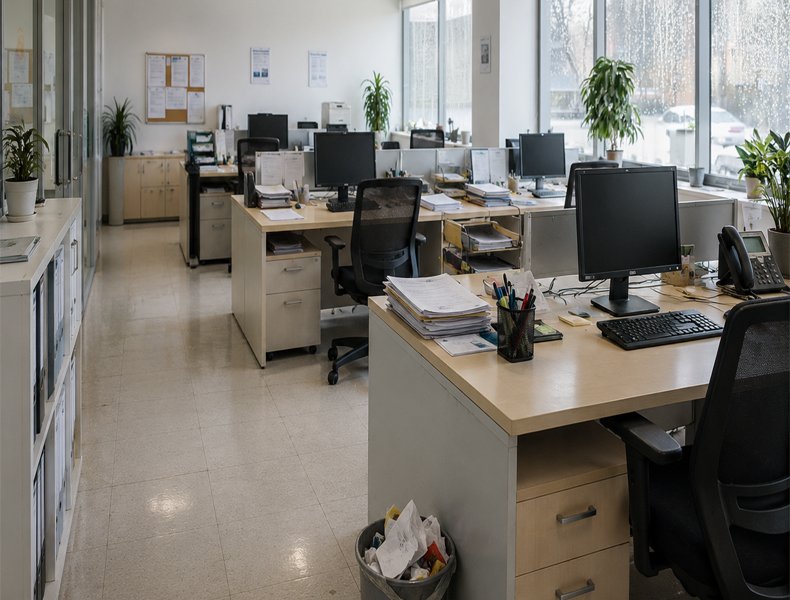 Oficina en Murcia antes de una limpieza profesional