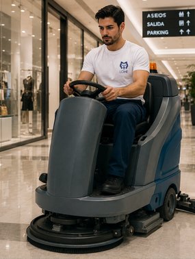 Profesional de Lowe Limpiezas trabajando